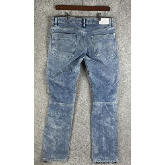 Southpole Jeans Mens 32x30 Acid Wash Skinny Moto Biker Ribbed Zip Distressed - Picture 8 of 16